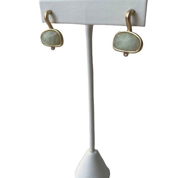 Lucky Brand Light Sea Foam Green(pearly) & Matte Gold Toned Oval Drop Earrings. - Picture 9 of 10